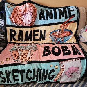 Anime Ramen Boba Sketching Novelty Fleece Blanket